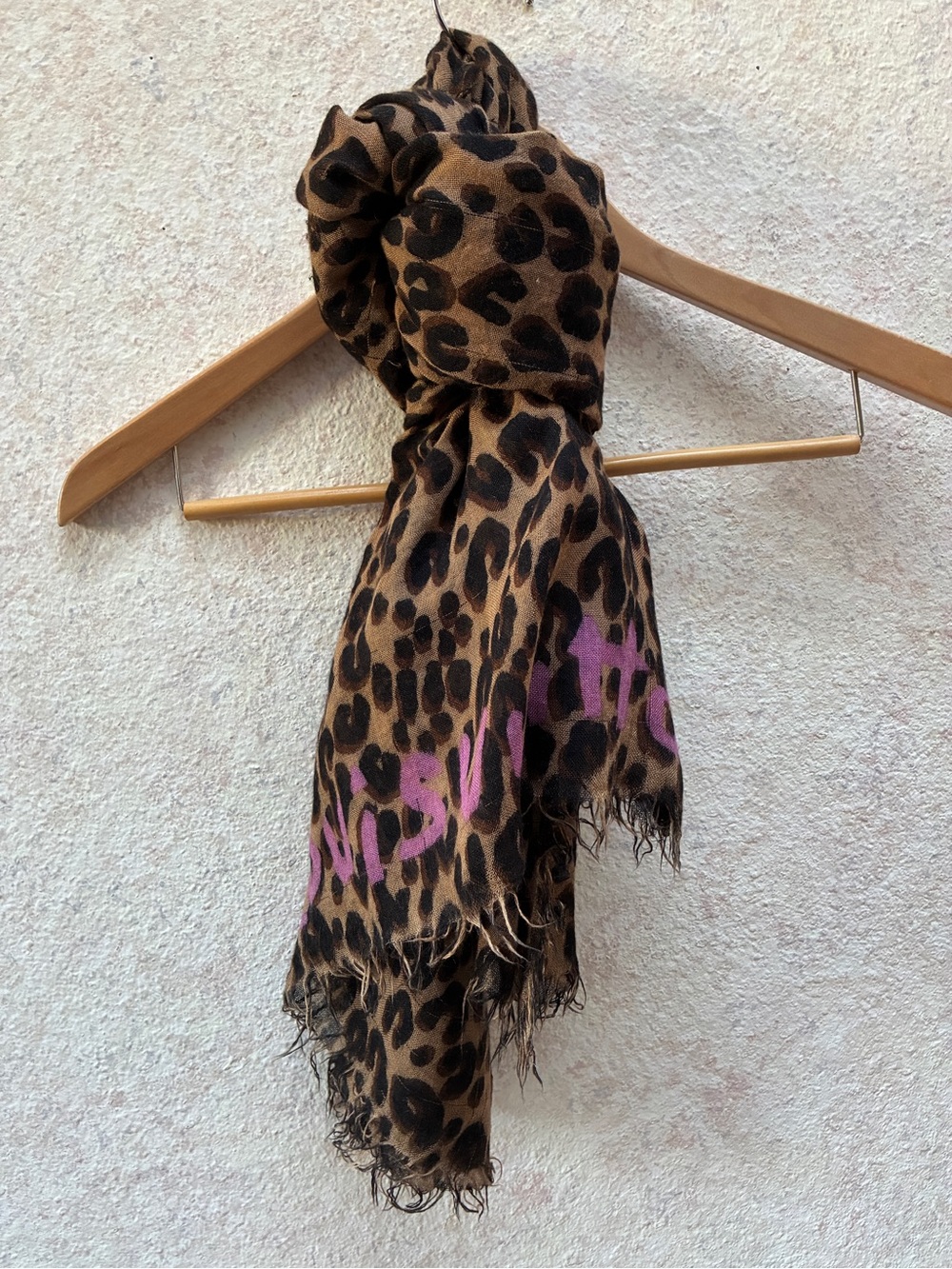 Louis Vuitton Leopard Print Scarf Y2K with Pink Accent